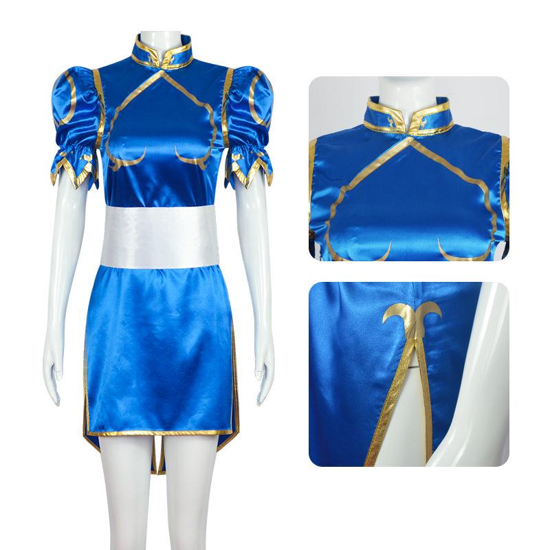Chun-Li Qipao Swimsuit Cosplay Costume - Street Fighter Chinese Lion Dance Performance Outfit