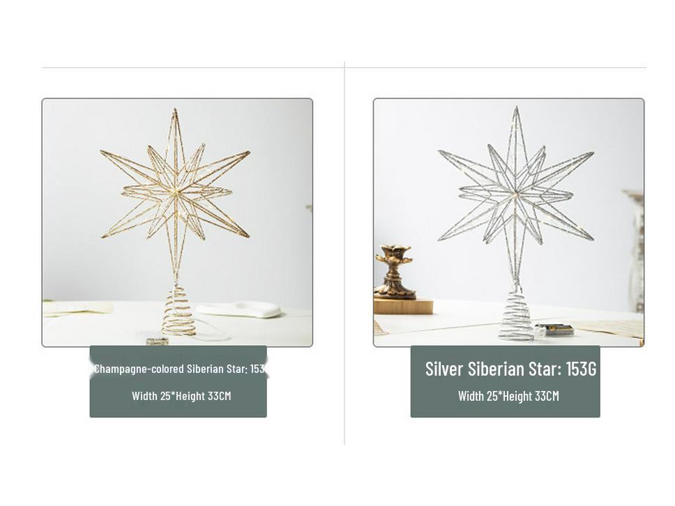 Luminous Wrought Iron LED Pentagram Tree Topper Star Decoration