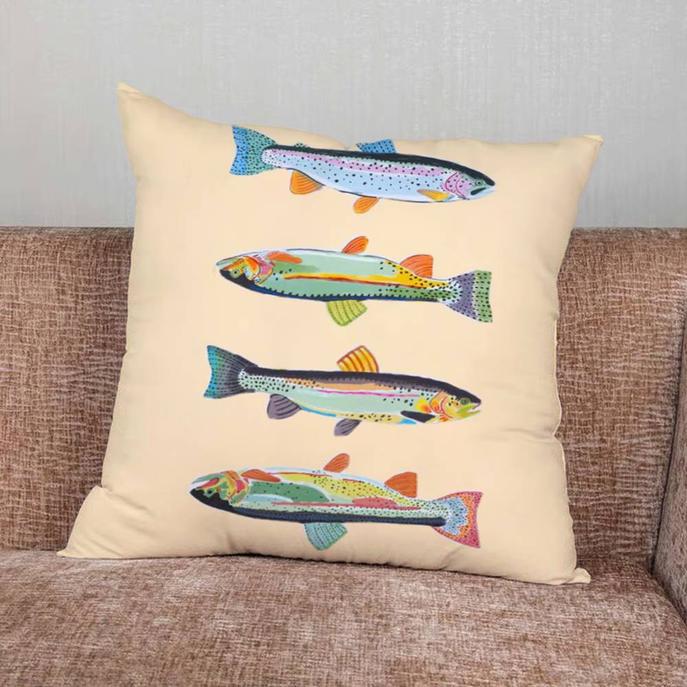 Fish Art Pillow Case Pillowcase Home Sofa Cushions Car Cushions Pillowcover Office Pillowshell Pillow
