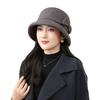 Ladies Woolen Basin Hat Mom Elegant Bow Fisherman Hat Warm Grandma Hat