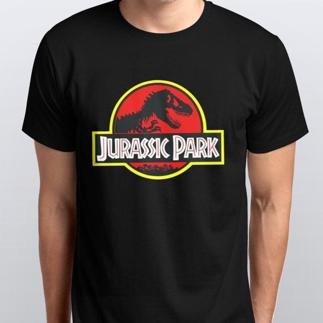 Classic Jurassic Park Rexy black t shirt Male Female Black White XL
