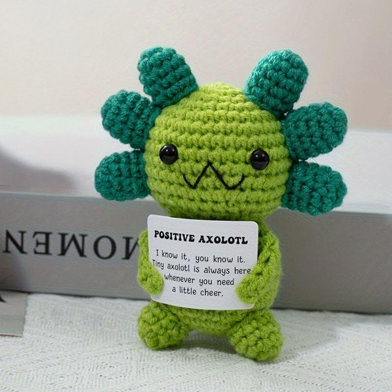 New Positive Energy Goose Hug Pocket Mini Handmade Plush Wool Knitting Doll with Card Funny Christams Gift Home Room Decoration