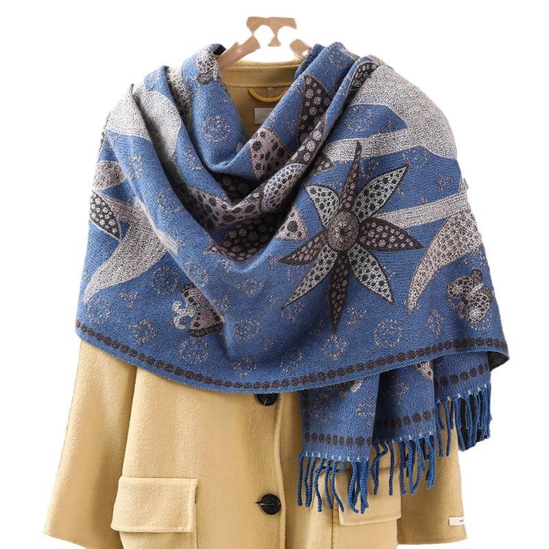 Imitation Cashmere Scarf Shawl High End and Versatile New Jacquard Scarf for Women  Winter Tassel Ethnic Style Shawl