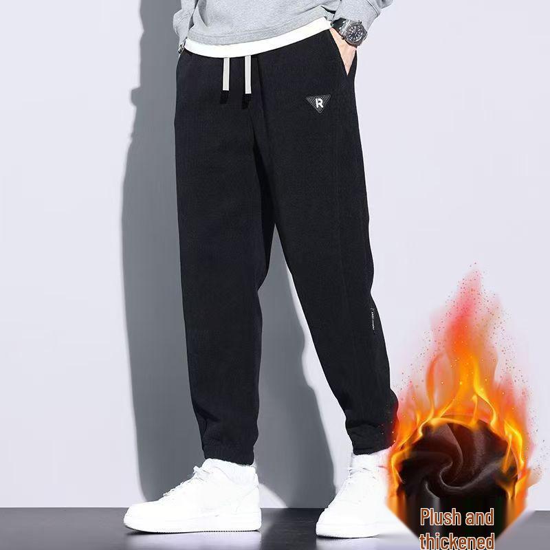 Men's Trendy Fleece-Lined Corduroy Sweatpants: Winter Warmth & Versatile Style