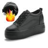2024 Women's Genuine Leather Low-Top Autumn Sandals - Breathable, Thick-Soled, White Platform Shoes with Inner Height Boost.
