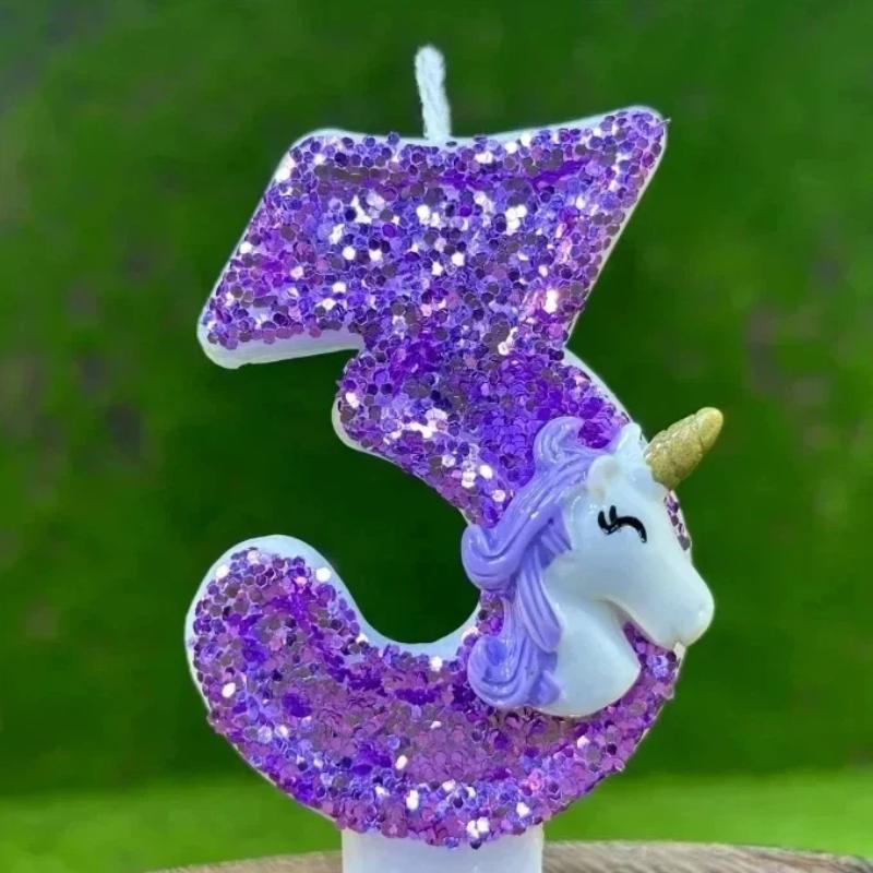 Unicorn Candle 0-9 Creative Number Birthday Candle Cake Party Decoration One Year DIY Cake Decoration Anniversary Celebration