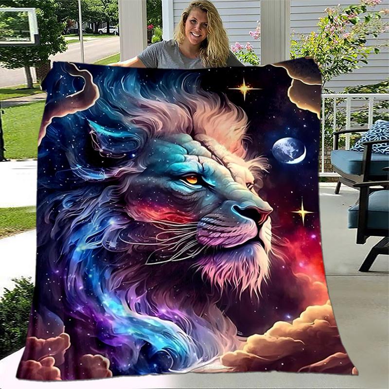 1pc Colorful Galactic Lion Blanket Seasonal Home Decorative Throw for Couch, or Car Seat Cover,Living Room.K017