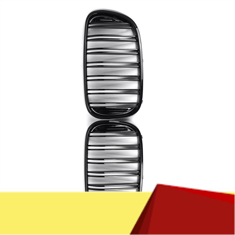 Glossy Black Dual Slats Front Kidney Grille Grill Replacement For BMW 7 Series G11 G12 2016-2018-M53K gloss black