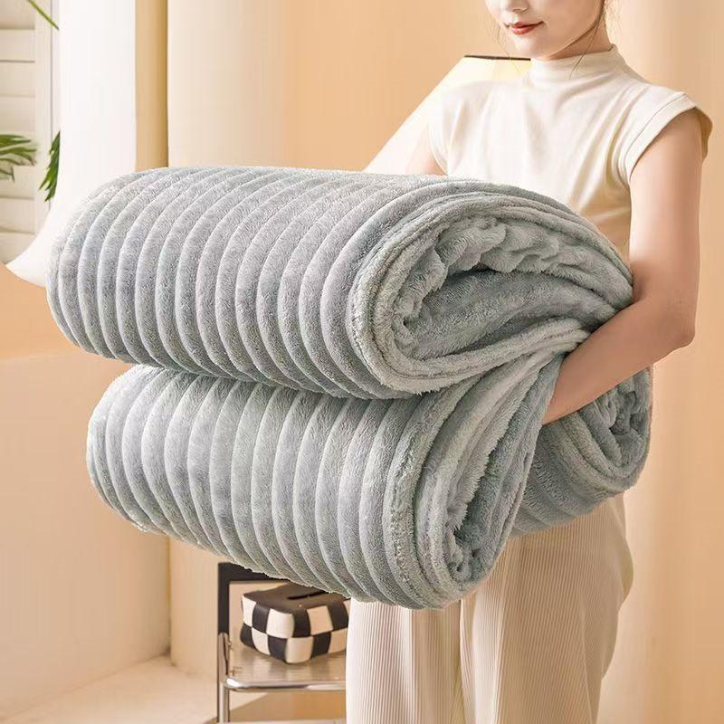 

Міцна потовщена широка смугаста фланелева багатофункціональна ковдра, можна використовувати як простирадло-покривало, диванну ковдру, ковдру для сну 200x230cm