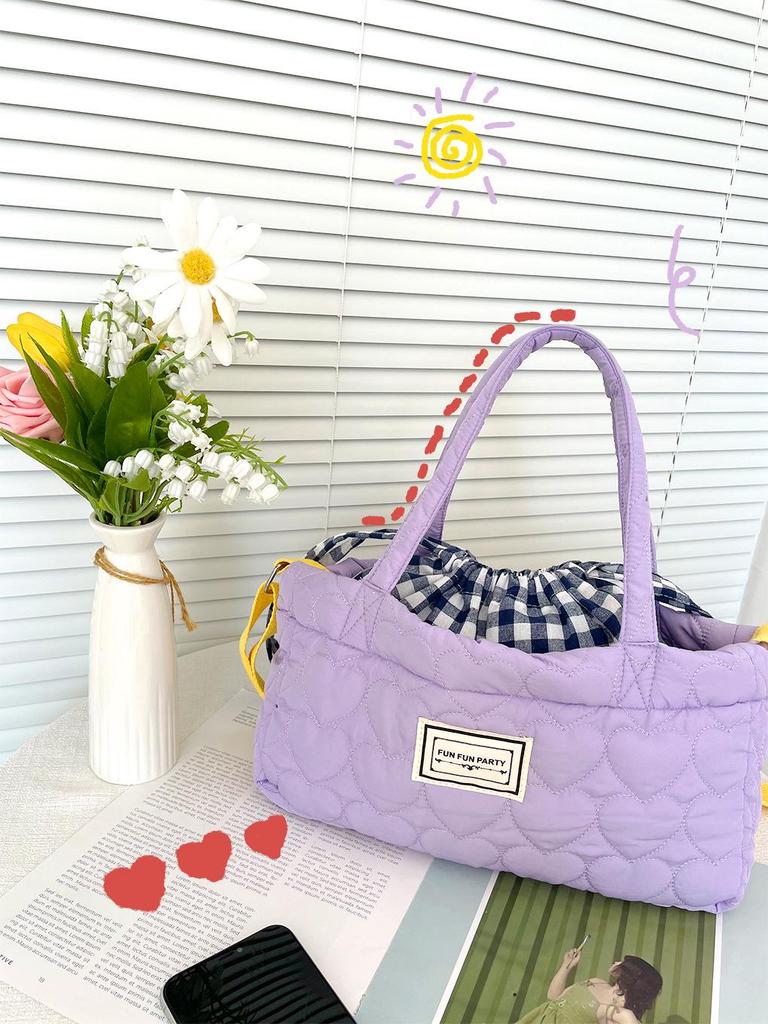 Korean Style Plaid Drawstring Messenger Handbag - Soft, Sticky, and Parent-Child Option for Autumn/Winter