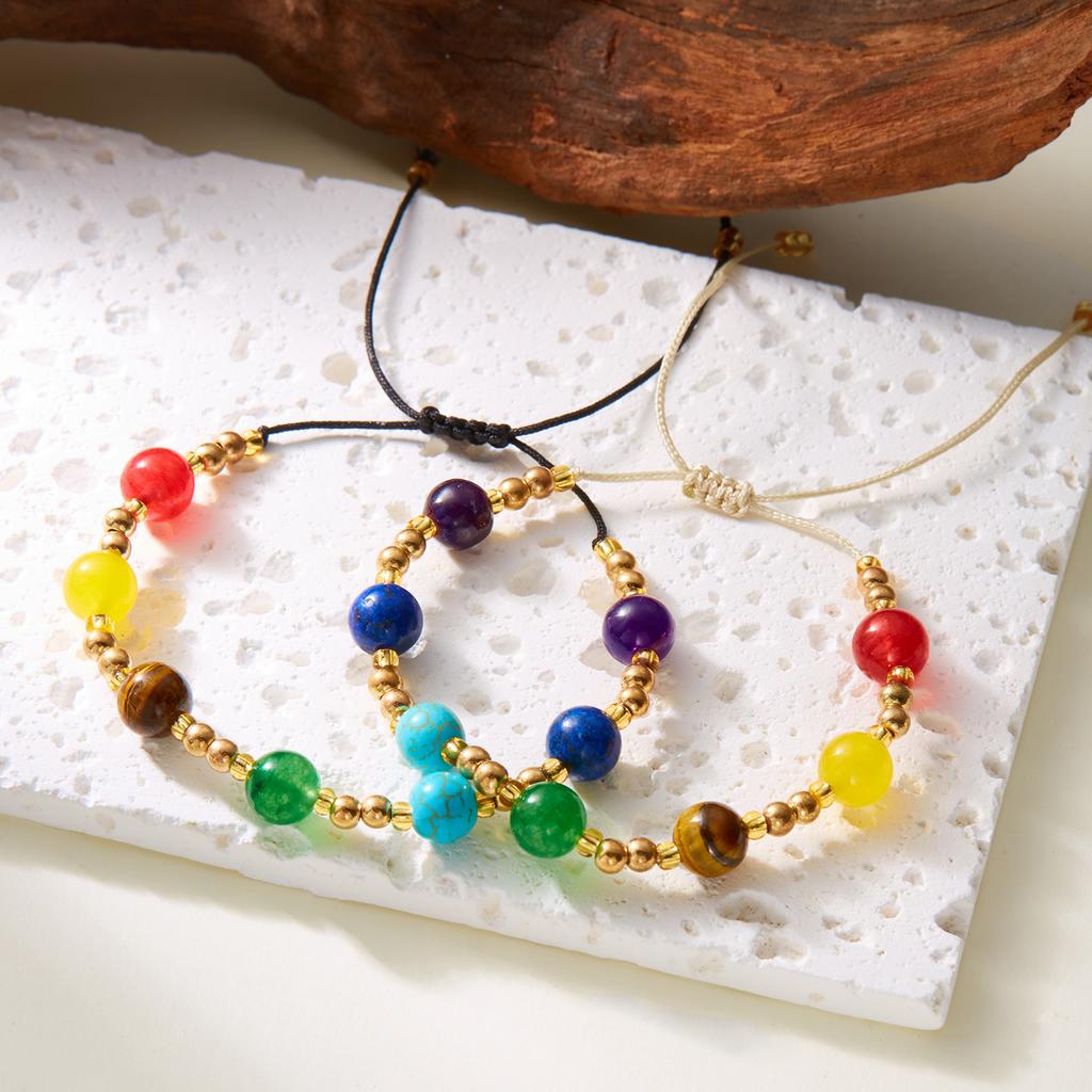 Handmade 7 Chakra Natural Stone Beads Bracelet for Women Men Yoga Reiki Healing Balance Meditation Bracelets Zircon Gift