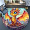 Fantasy Dragon Castle Round Area Rug,Carpet Rug for Living Room Bedroom Sofa Playroom Decor,Non-slip Floor Mat