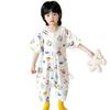 Lightweight Pure Cotton Short Sleeve Baby Sleeping Bag - Anti-kick, Breathable One-piece Pajamas & Crawling Romper for Home Wear