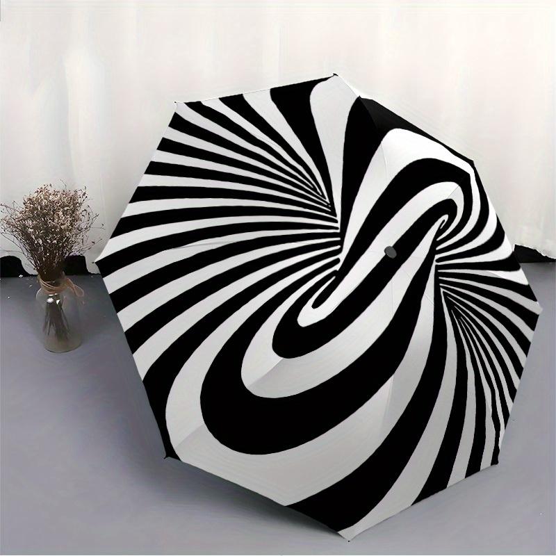 1pc Abstract spiral design Automatic Folding Umbrella, Portable & Foldable Design with 8 Ribs, Casual Outdoor Accessory Halloween and Christ