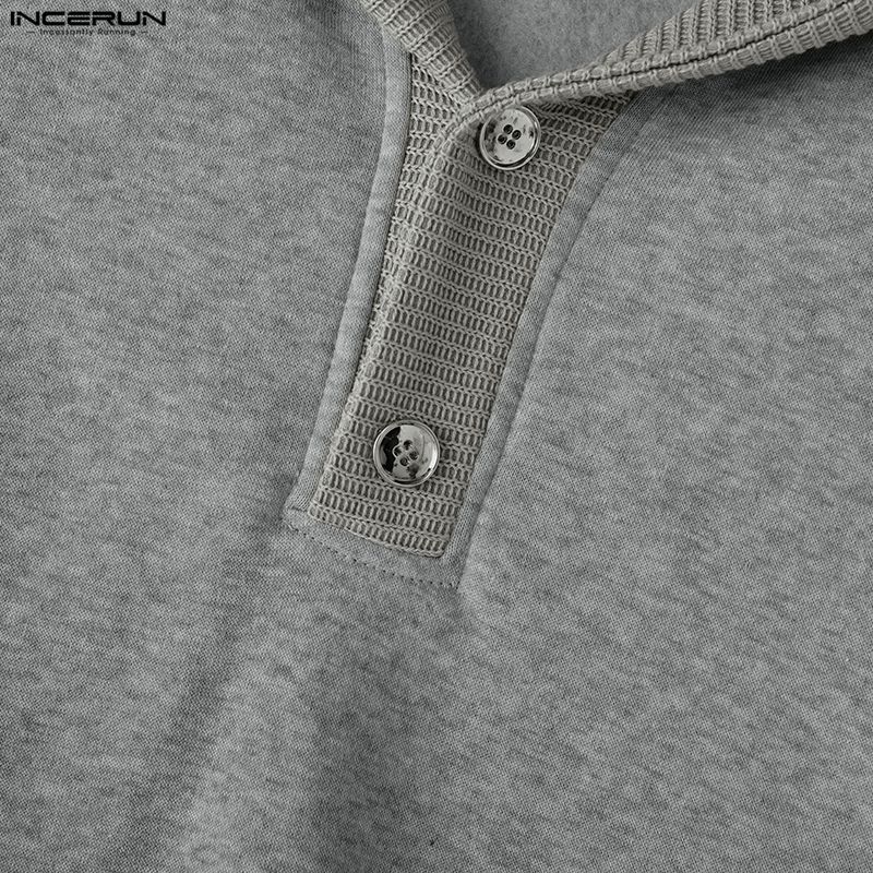 INCERUN Autumn Men Casual Long Sleeve Patchwork Hooded Pullovers Sweatshirts