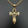 Egyptian Ankh Cross Pendant Necklace For Women/Men Gold Color Stainless Steel Eye of Horus Necklace Iced Out Bling Egypt Jewelry