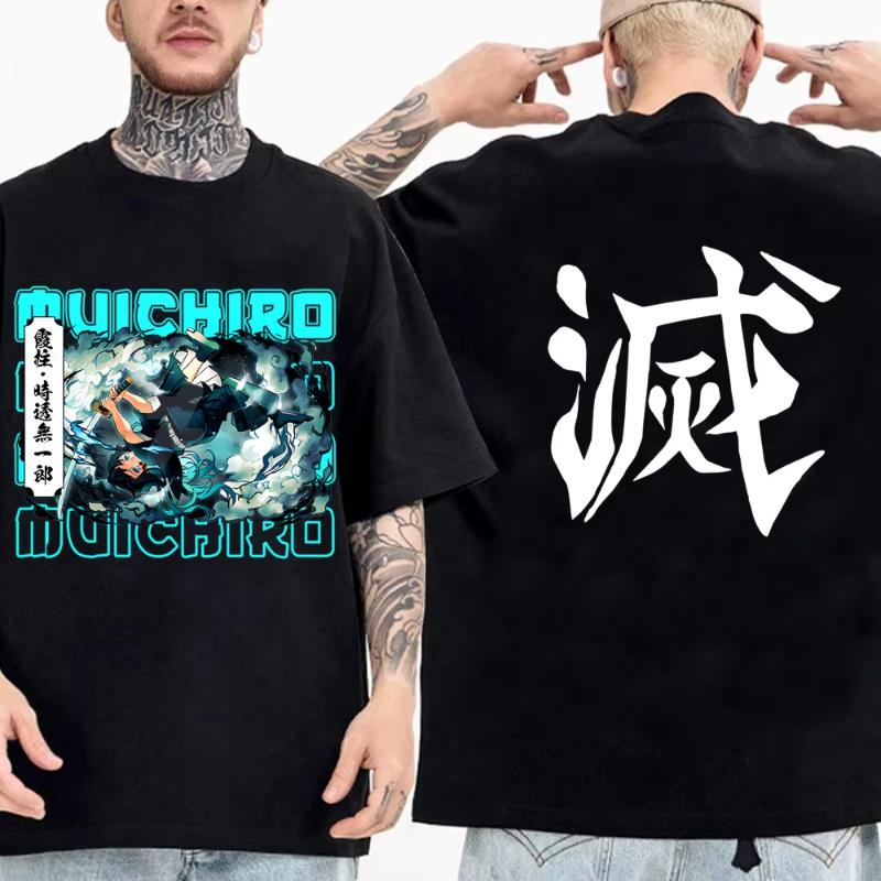 Japanese Anime Shirt Demon Slayer Infinity Castle T Shirt Men Cartoon Kimetsu No Yaiba High Quality Cotton Streetwear Clothes