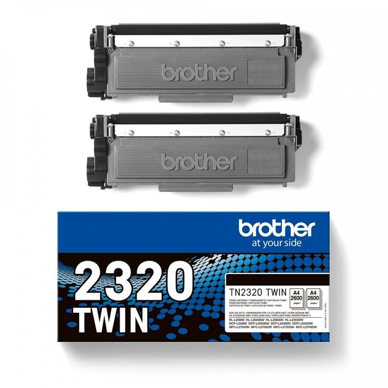 Brother TN2320 Negro Pack de 2 Cartuchos de Toner Originales - TN2320TWIN-TN2320TWIN