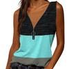Women's  Fashion Summer New Print V-Neck Zipper Sleeveless Casual Tank Tops