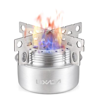 Tragbarer Mini-Alkoholkocher aus Aluminiumlegierung mit Deckel und Kreuzständer für Outdoor-Camping