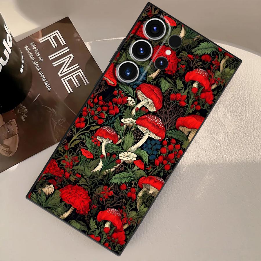 

Винтажный чехол Funda с принтом грибов для Samsung Galaxy S26 Ultra S20 Ultra S25 Plus S23 S21 FE Note 20 8 9 10 S24 S10 Galaxy S26 Plus