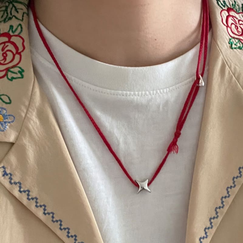 

OUI SAY YES! cotton braided necklace_NC284 Red