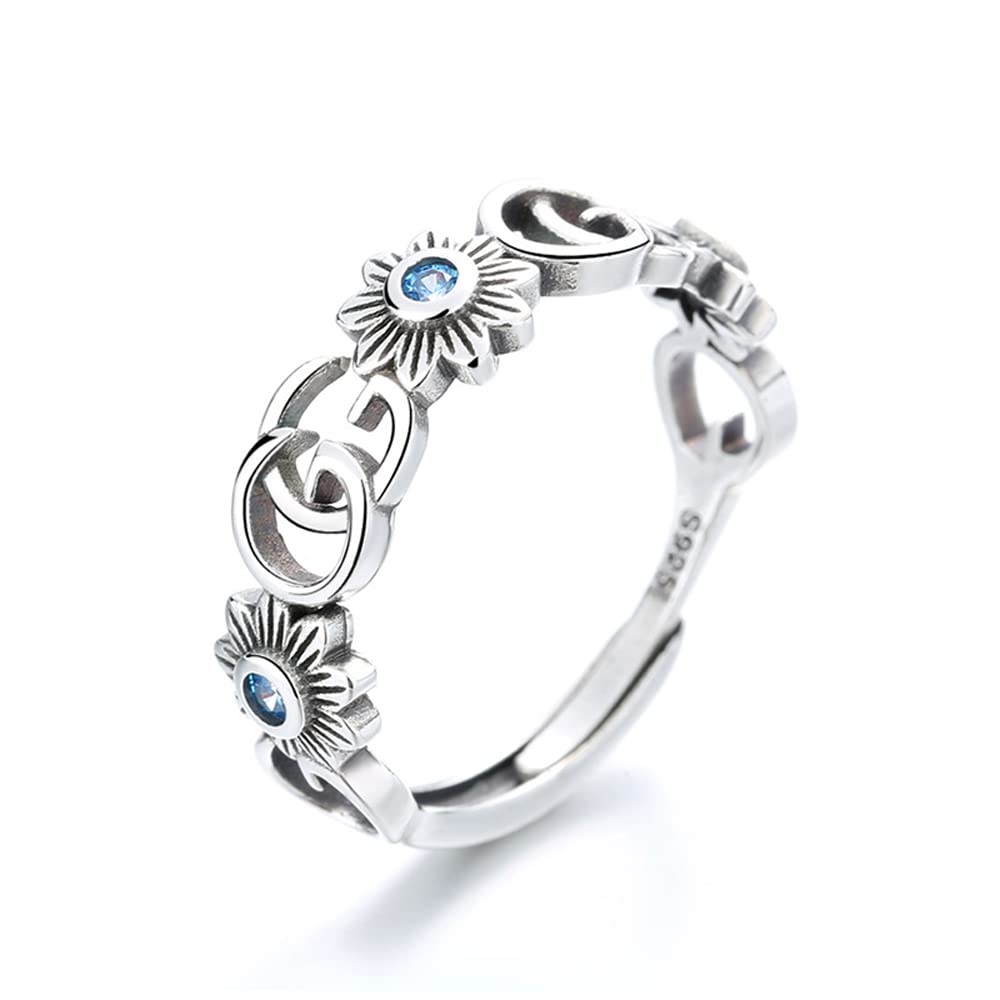 

Free Blue Flower English Adjustable Amulet Pure Accessory [Deelfel] Women s Ring, Size, Zirconia, Flower, Openwork, Ring, G, Size, Ring, Silver,