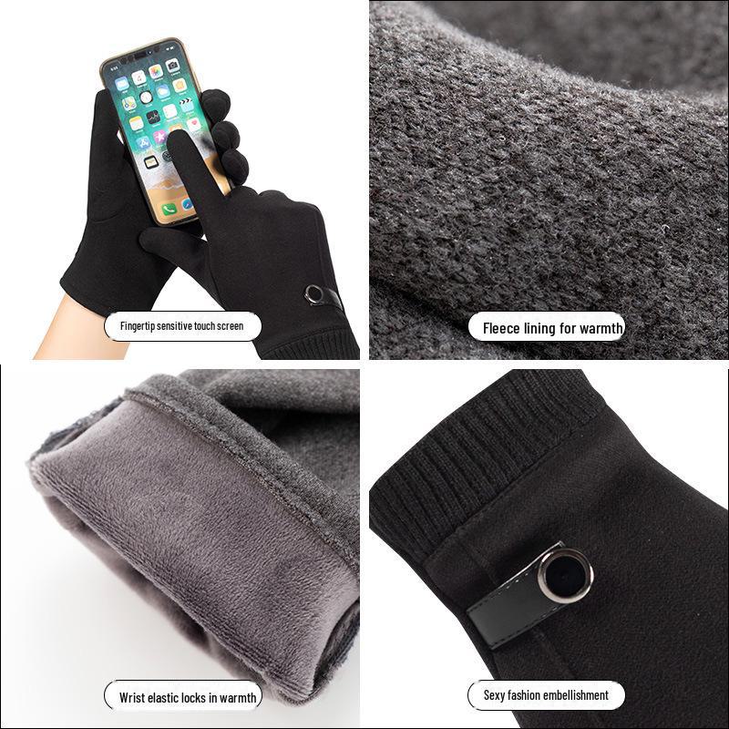 Men's Winter Windproof Cycling Gloves with Touchscreen Compatibility and Velvet Cuff