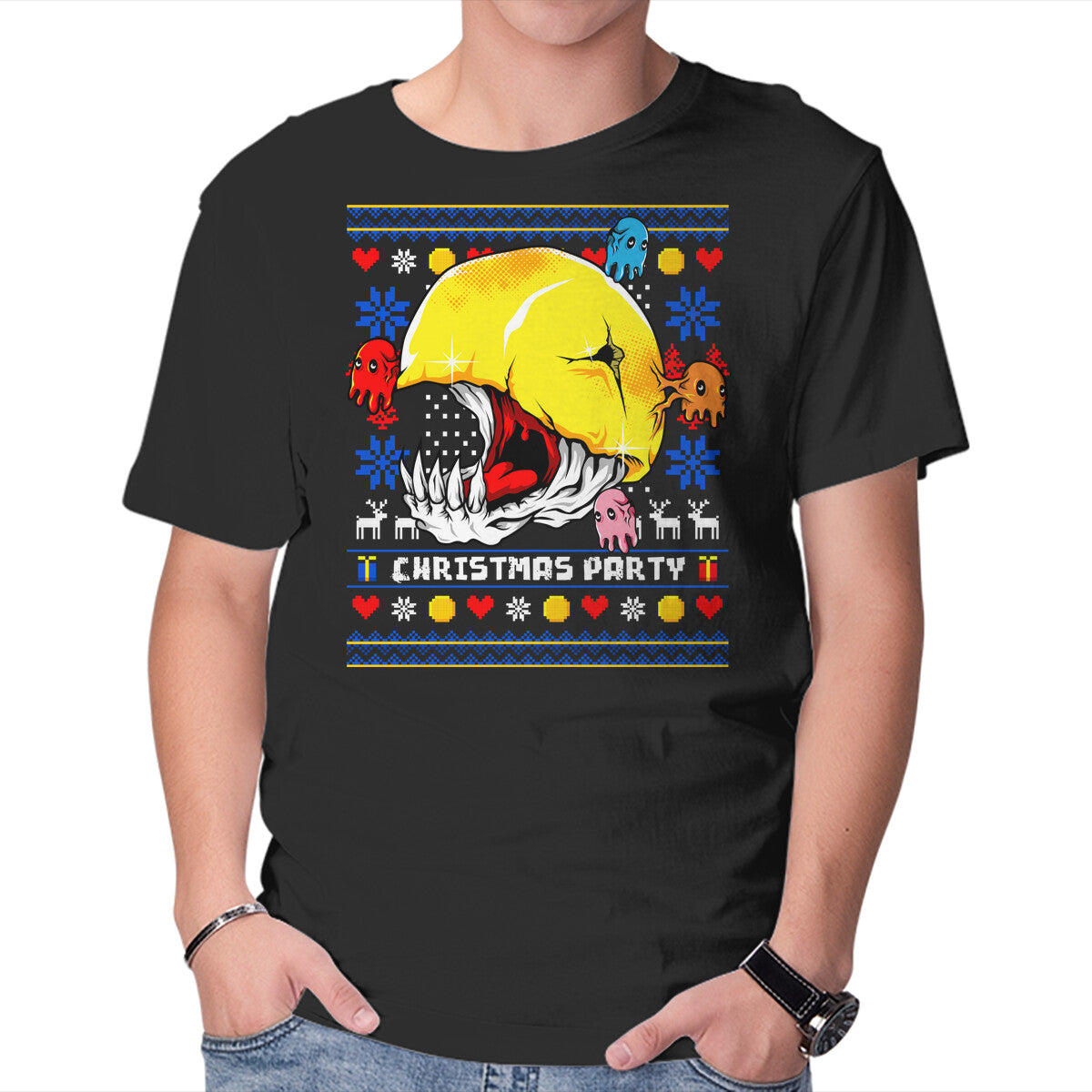 Unisex Crew Neck T-Shirt Xmas Eater Graphic Short Sleeve Casual Tee XS