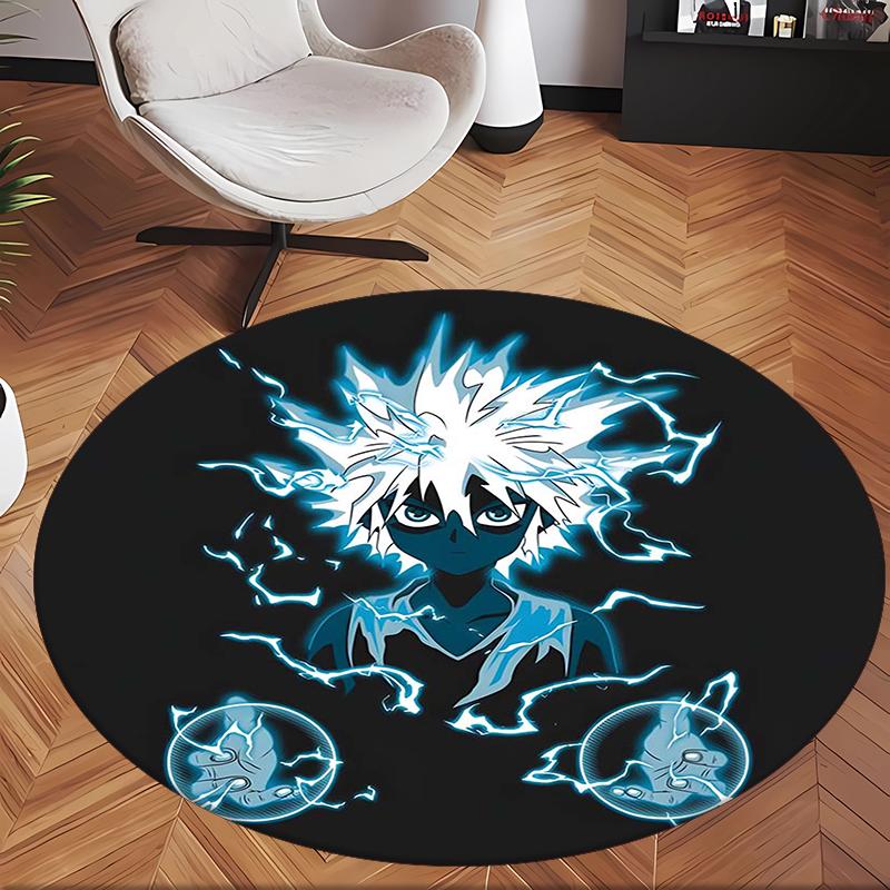Killua (1) Tapete Redondo para Escritório Tapete Decorativo para Chão para Escritório Quarto Sala de Estar e Espaço Doméstico