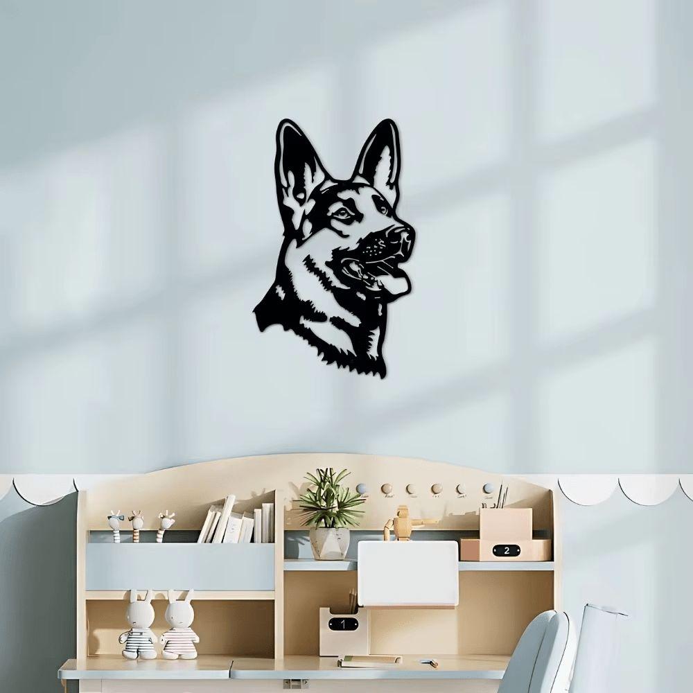 Metal German Shepherd Head Wall Art Living Room Bedroom Sculpture