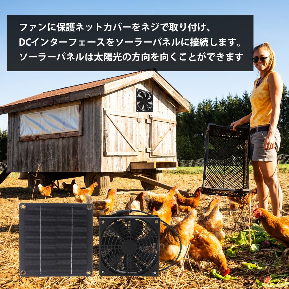 Solar Exhaust Solar Panel Exhaust High for Air Chicken Dog and Pet 12V 3W Fan, Fan, Efficiency, Monocrystalline, Circulation, Coops, Houses,