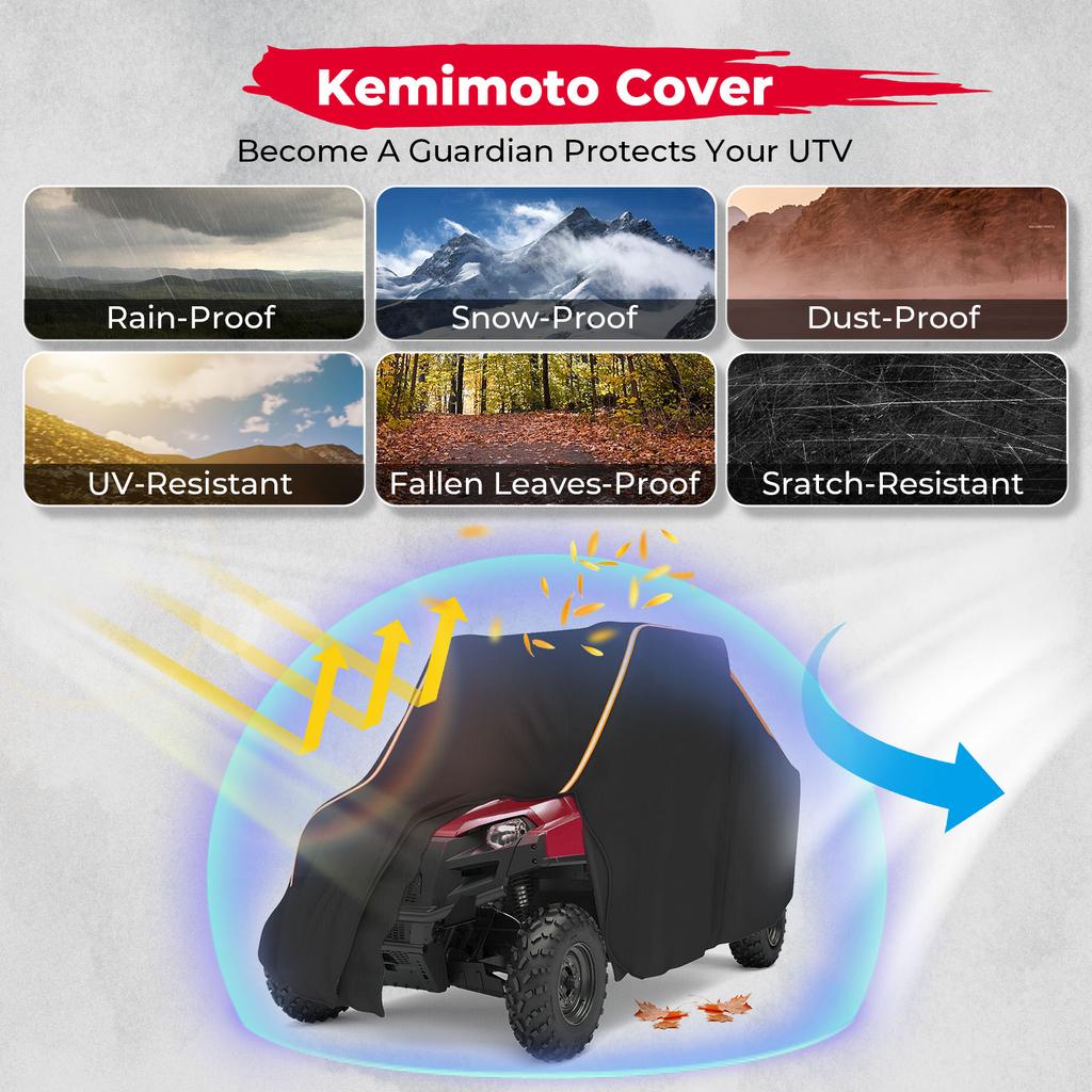 KEMIMOTO UTV Water Resistant Storage Cover Sun Rain Shade Compatible with Polaris Ranger RZR 570 700 800 900 S 1000 XP Black