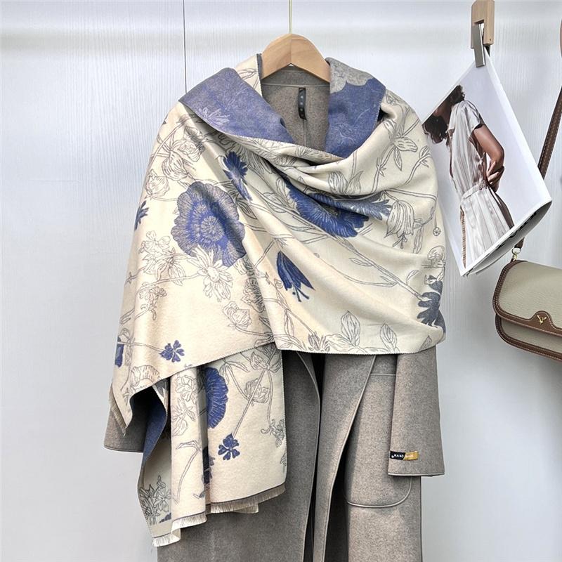 

185*65 см высококачественный двухсторонний утолщенный искусственный кашемировый шарф осень-зима с принтом теплая шаль женский подарок 185*65cm