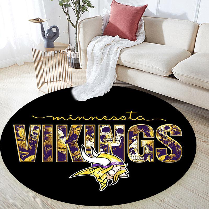 Minnesota Vikings3,Round Area Rug,Carpet Rug for Living Room Bedroom Sofa Playroom Decor,Non-slip Floor Mat
