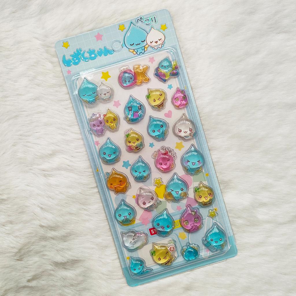 Kawaii kapka vody bublinka 3D reliéfní pryskyřičné samolepky - DIY samolepky na pouzdro telefonu fotoaparát hrnek notebook estetické dívčí narozeninový dárek