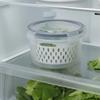 Round Food Container with Colander Microwave Safe Refrigerator Produce Storage with Lid Airtight Produce Crisper Box Leakproof
