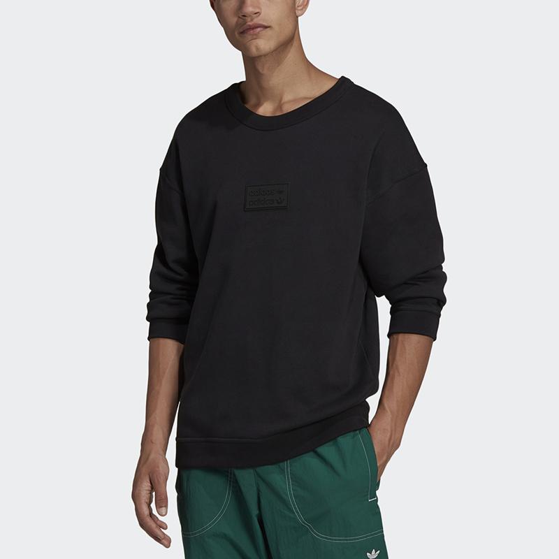 Adidas Originals Trefoil Silicon Crew Neck Sweatshirt Men Sweatshirt Black GN3293