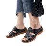 Foreign trade large size flat-bottomed slippers women's summer 2025 European and American new round head woven one-word outer wear casual beach sandal