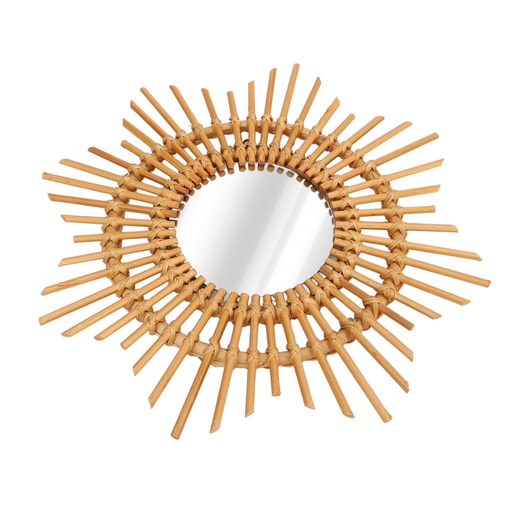 Wall Decor Rattan Mirror Star Shape Unique Simple Handwoven Mirror for Bedroom Living Room Hallway