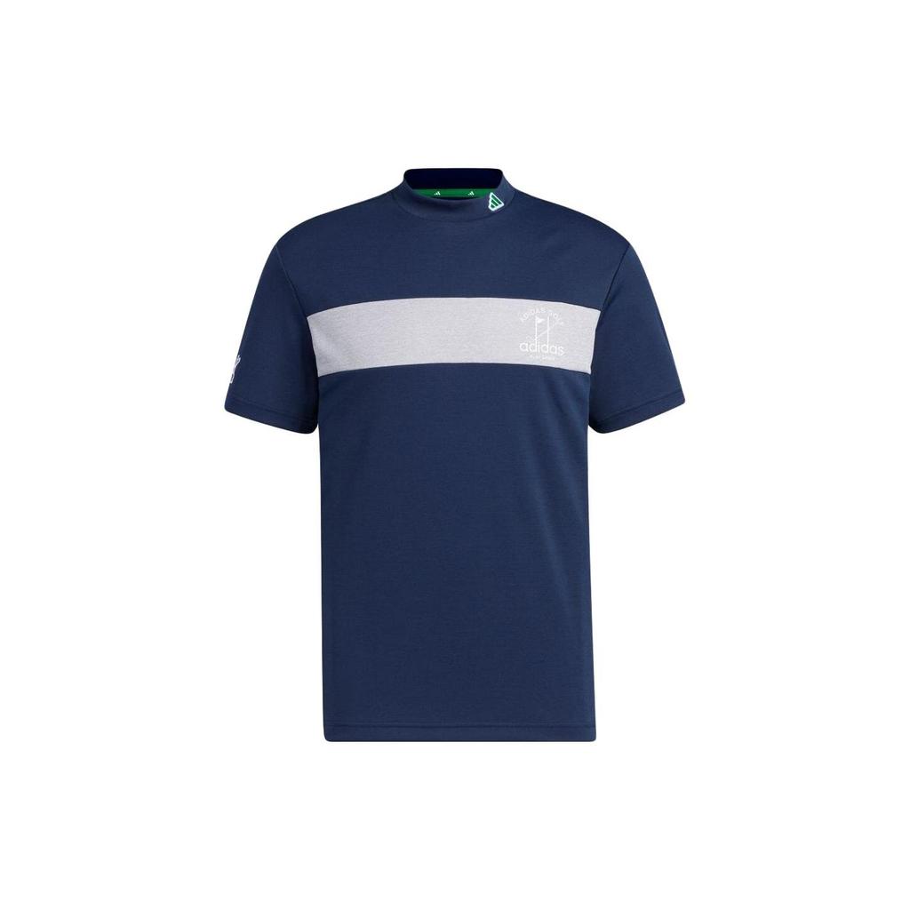 Adidas Color Block Round Neck Pullover Short Sleeve T-Shirt Men Tops Blue HT6873