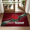 Crystal Velvet Square Rug Custom NameEngland Rugby Pattern Non Slip Home Floor Decor Rug