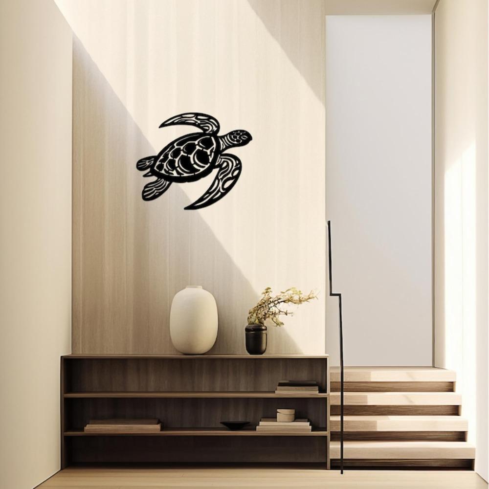Modern Turtle Metal Wall Art, Ocean Animal Decor, Nautical Coastal Hanging Sign, Sea Wildlife Silhouette, Home Outdoor Metal Sculpture