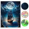 Diamond Painting Set  DIY 5D Full Diamond Moonlit Sailing Ship Crafts for Home Wall Decoration
