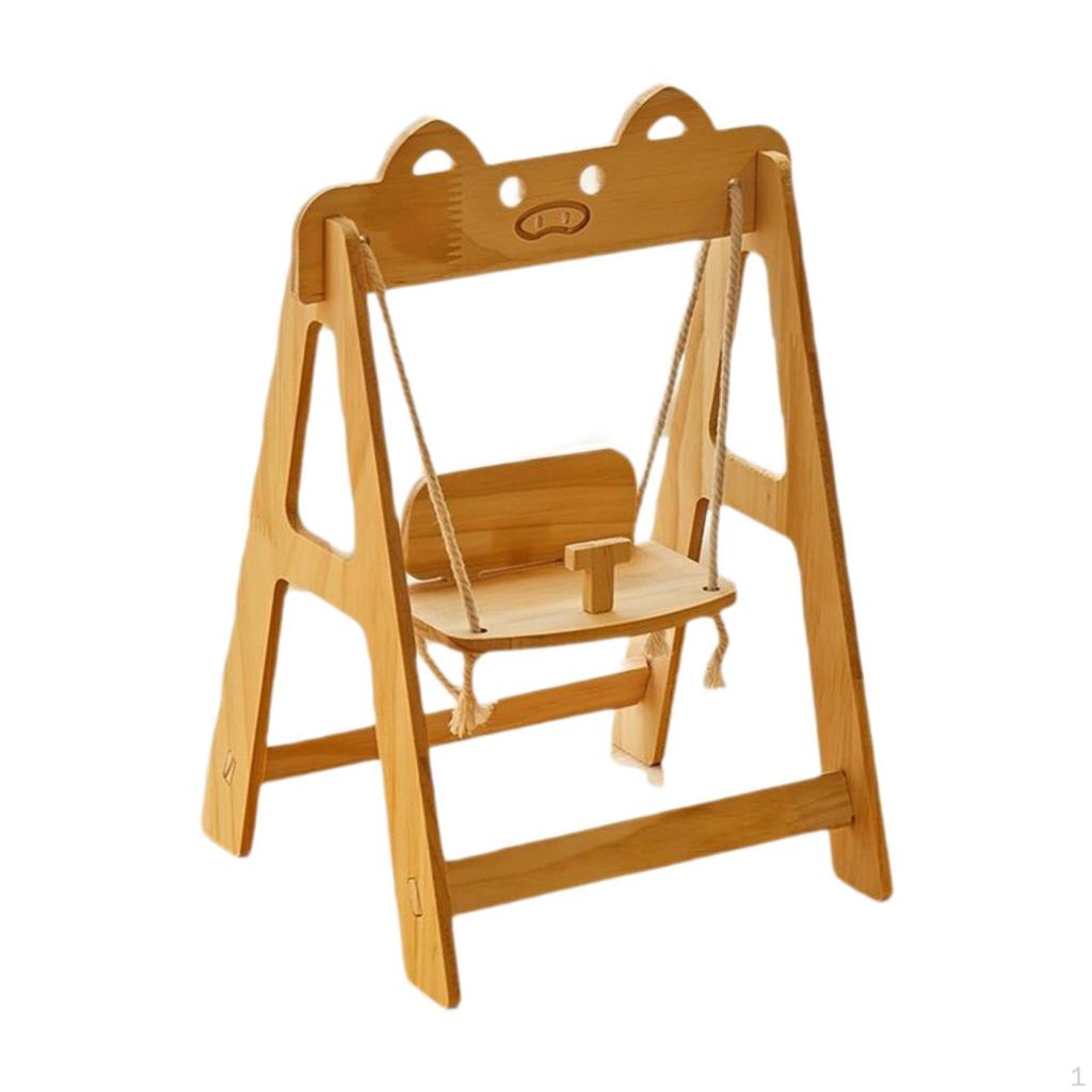 Doll Swing Lightweight Accessories Portable Adjustable Rope Length Wood Toy