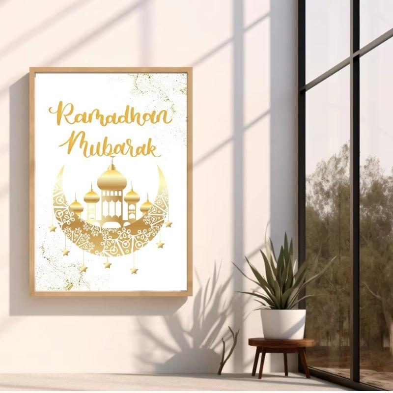 Eid Mubarak Decor Painting Wall Decoration Vanvas Poster Ramadan Print Bedroom Living Room Corridor Decoration Ramadan Gift