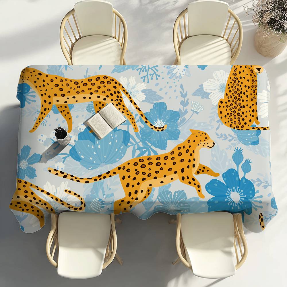 Tropisch Luipaard Tafelkleed Feestdecoratie Eetkamer Huis Keuken Terrassen Waterdicht Vlekbestendig Tafelkleed 160x220cm