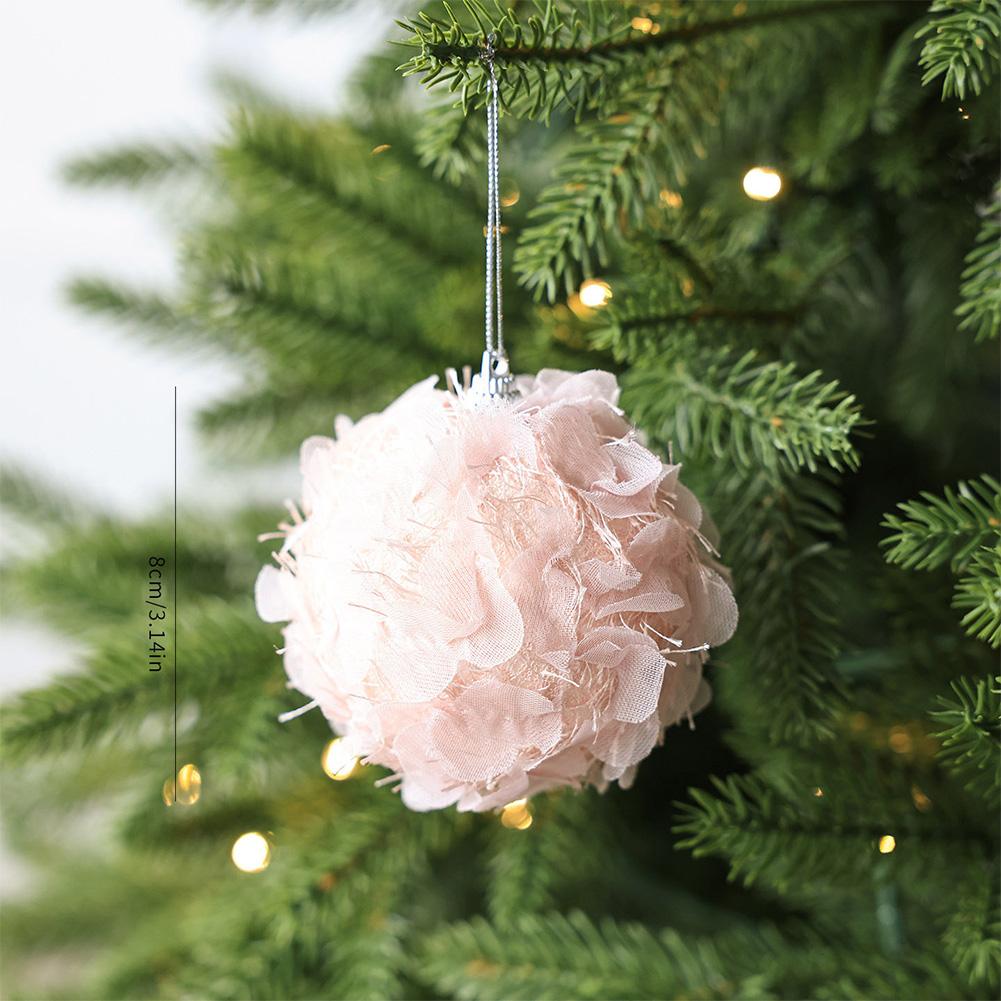 Pink Ball Star Bow Christmas Tree Pendant Creativity Plush Foam Christmas Deco Ball Luxury Sparkly Xmas Home Hanging Decoration