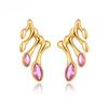Fashion Cubic Zirconia Crystal Gel Wings Earrings Jewelry For Women Gold Plated Stainless Steel Wedding Earrings E22129