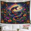 1pc Tapestry Colorful Serpent Coiled Among Flowers in a Mystical Forest with Sun And Moon Glowing Behind
